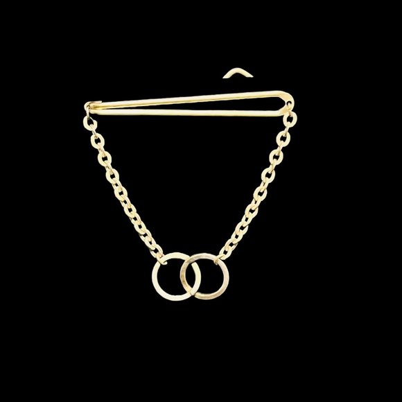 Swank Gold Tone Tie Bar With Chain (4670) - Picture 1 of 4